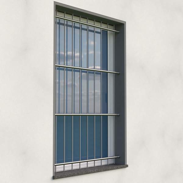 Fenstergitter abnehmbar ø 26,9mm / Höhe 1600 - 2299mm / 4 Gurte